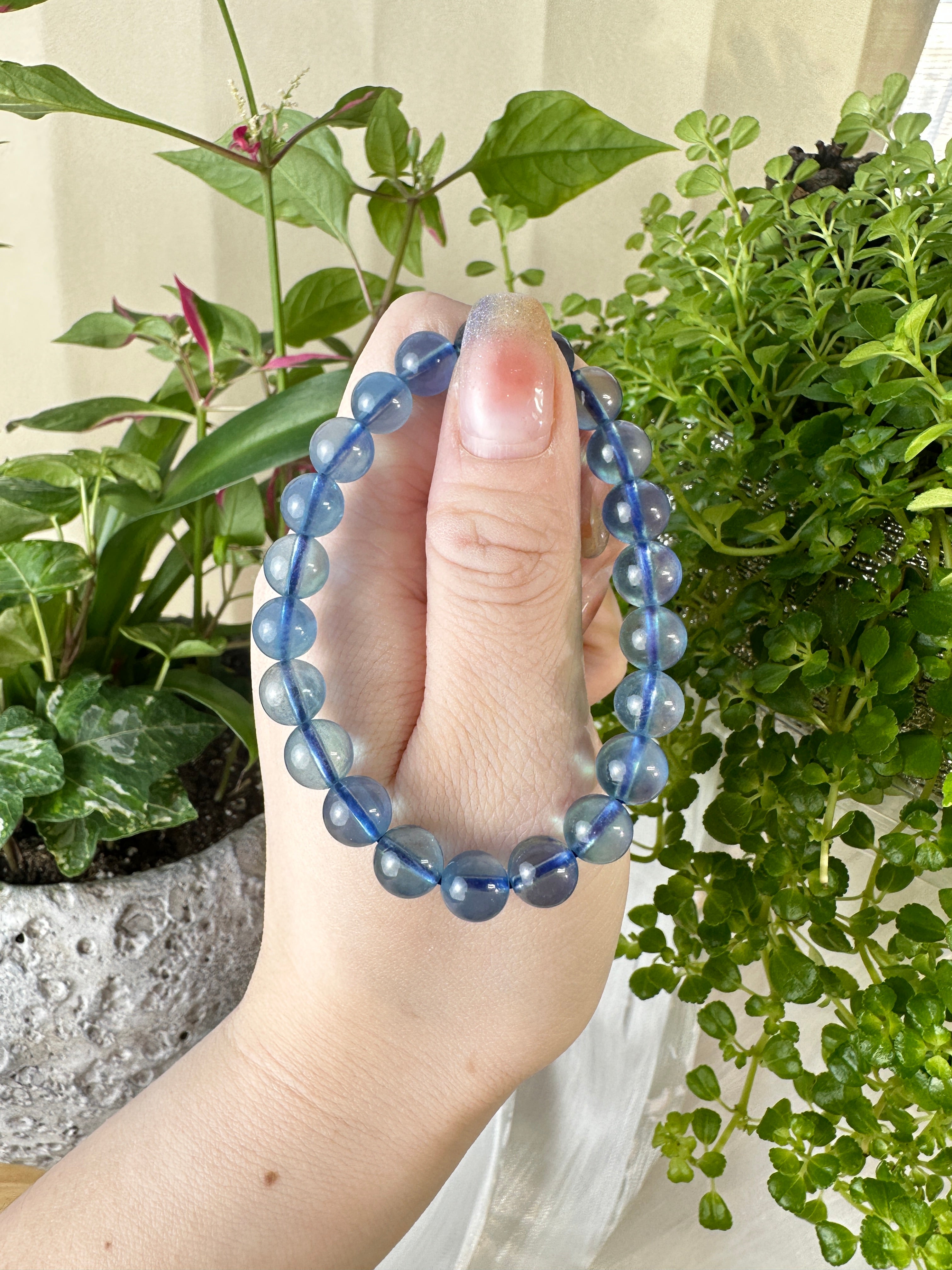 Aquamarine (Clear Deep Ocean Blue) Beaded Bracelet 8MM ★WYSIWYG★
