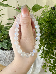 White Moonstone Beaded Bracelet 7.5MM ★WYSIWYG★