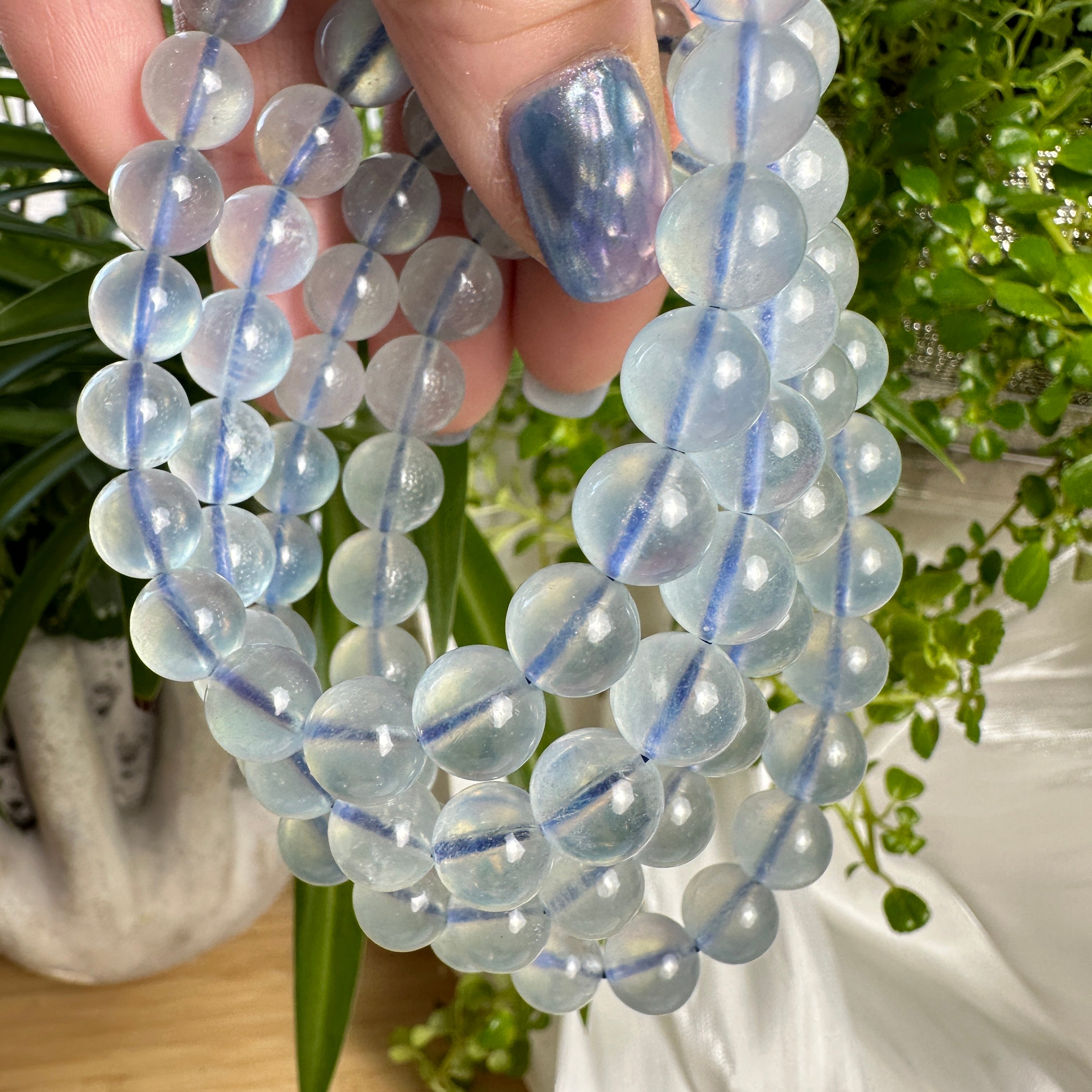 Aquamarine Beaded Bracelet 9MM ★Special★