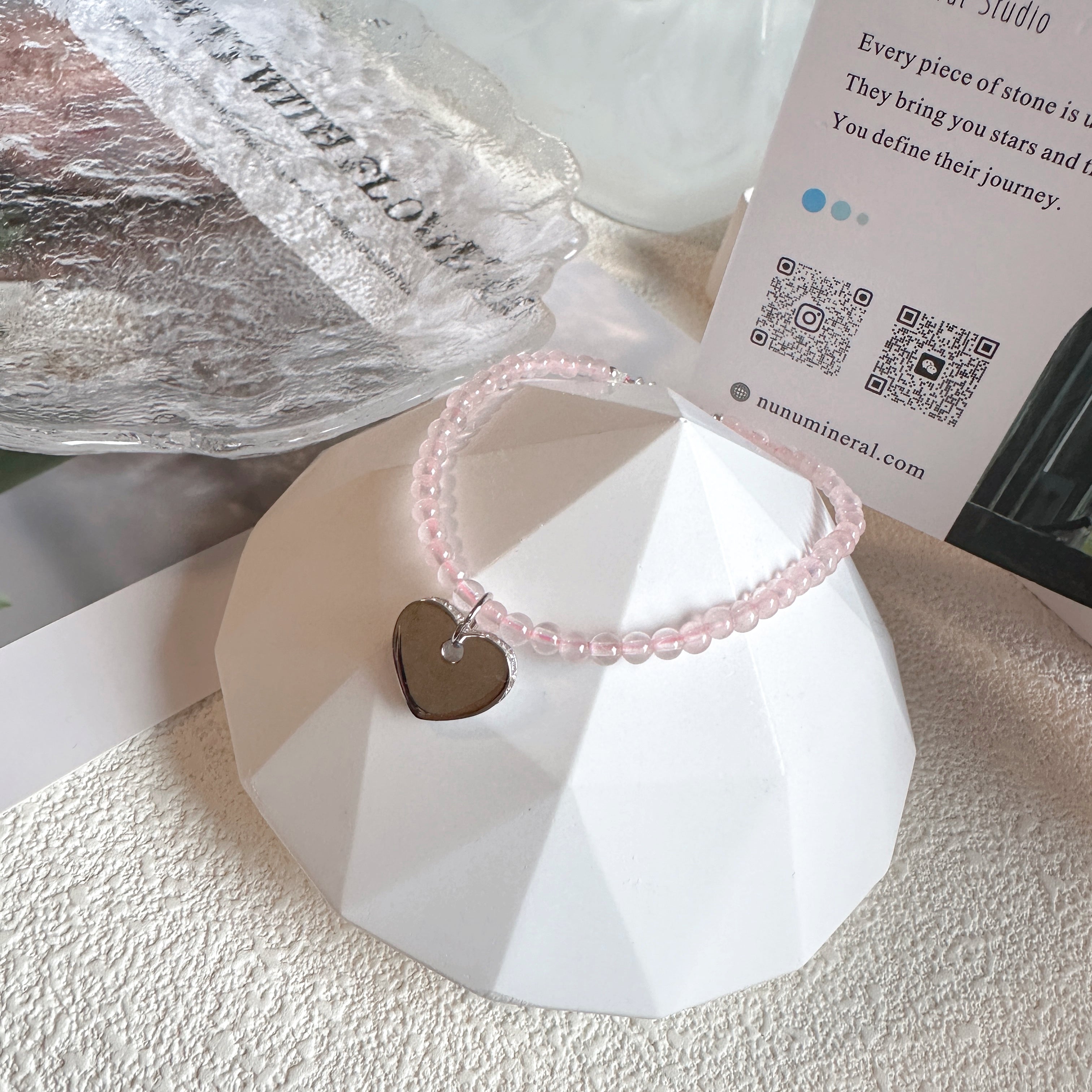 S925 Rose Quartz Beaded Bracelet 3 MM ★Engravable★ Perfect Romance Gift