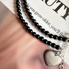 S925 Black Agate Beaded Bracelet 3.4 MM ★Engravable★ Perfect for Protection and Strength