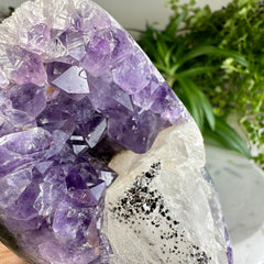 Amethyst Geode (With Calcite) Stand Up Black Tourmaline Sparkles ★WYSIWYG★