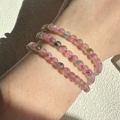 【Love & Healing】Pink Watermelon Tourmaline Beaded Bracelet (3 Laps) 5MM ★WYSIWYG★