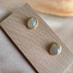 S925 Hetian Jade (Grey) Earrings Gold Plated ★WYSIWYG★