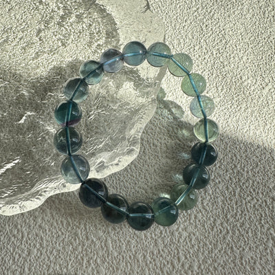 Fluorite (HQ Clear Ocean) Beaded Bracelet 10MM ★WYSIWYG★[Cleansing]