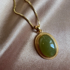 S925 Hetian Jade (Green) Necklace Adjustable Chain Length ★WYSIWYG★