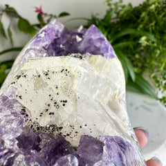 Amethyst Geode (With Calcite) Stand Up Black Tourmaline Sparkles ★WYSIWYG★