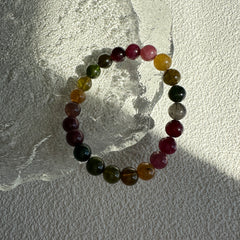 【Protection】Tourmaline (Multi-Color) Beaded Bracelet 8MM ★WYSIWYG★