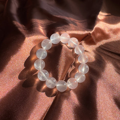 Mozambique Rose Quartz Beaded Bracelet (Star Light) 15MM ★WYSIWYG★