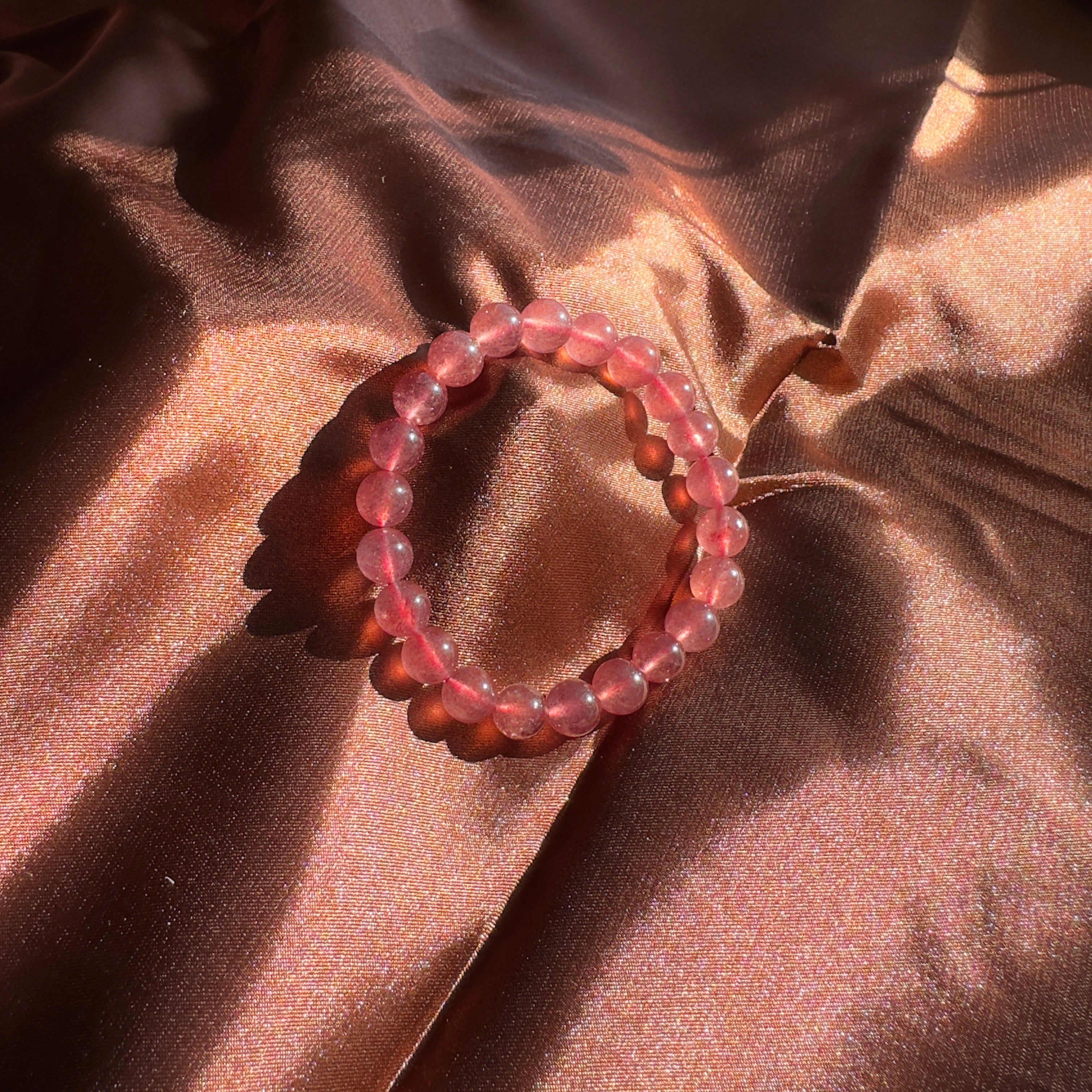 Strawberry Quartz (Deeper Red) Beaded Bracelet 8MM ★Special★