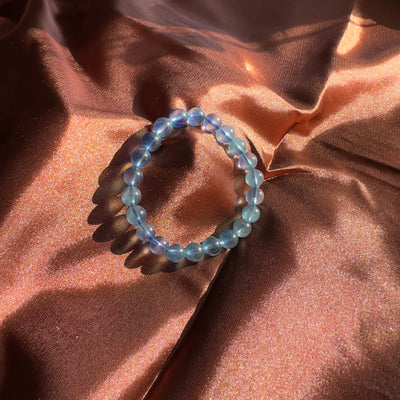 Aquamarine (Clear Deep Ocean Blue) Beaded Bracelet 8MM ★WYSIWYG★