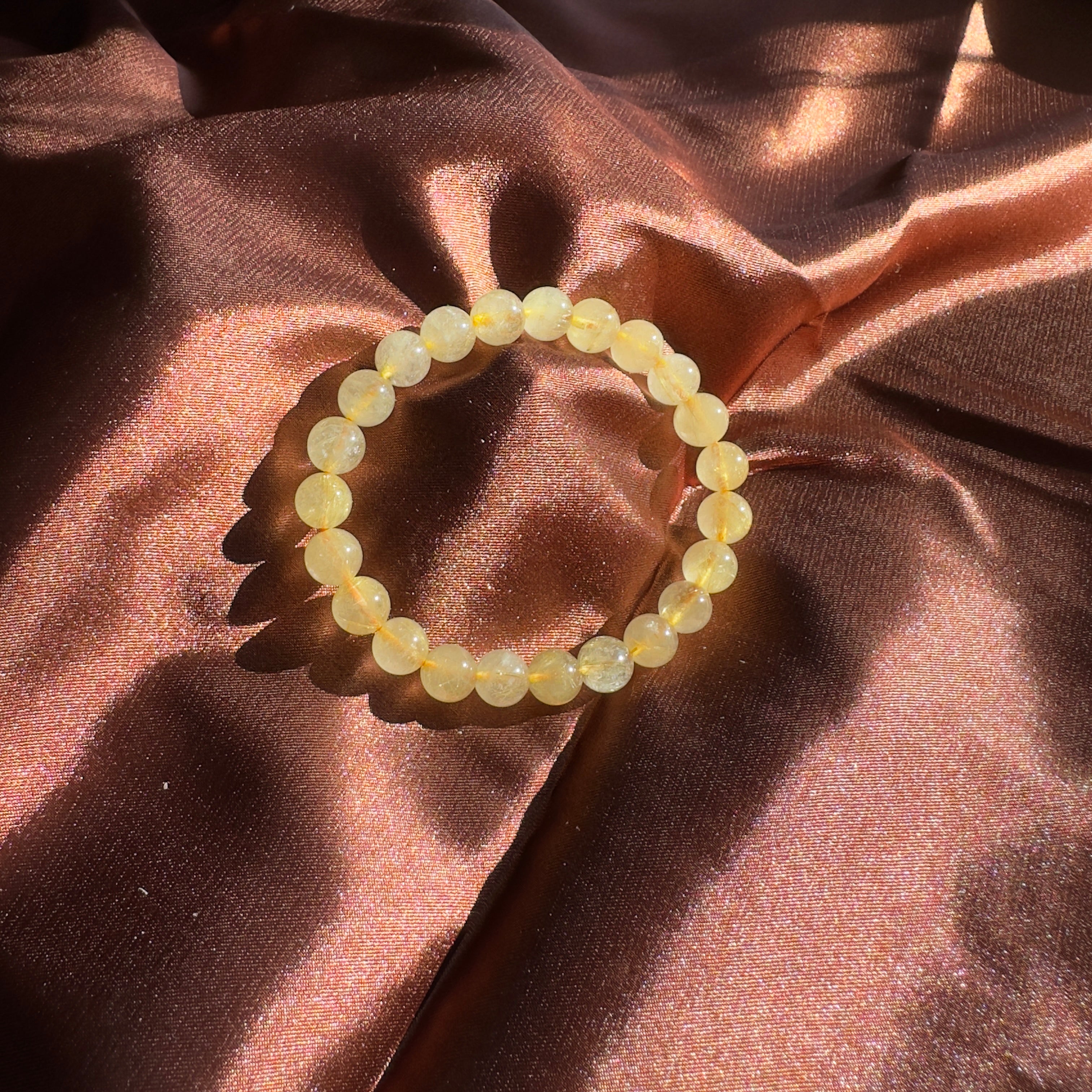 Golden Rutilated Quartz Beaded Bracelet 8MM ★Special★