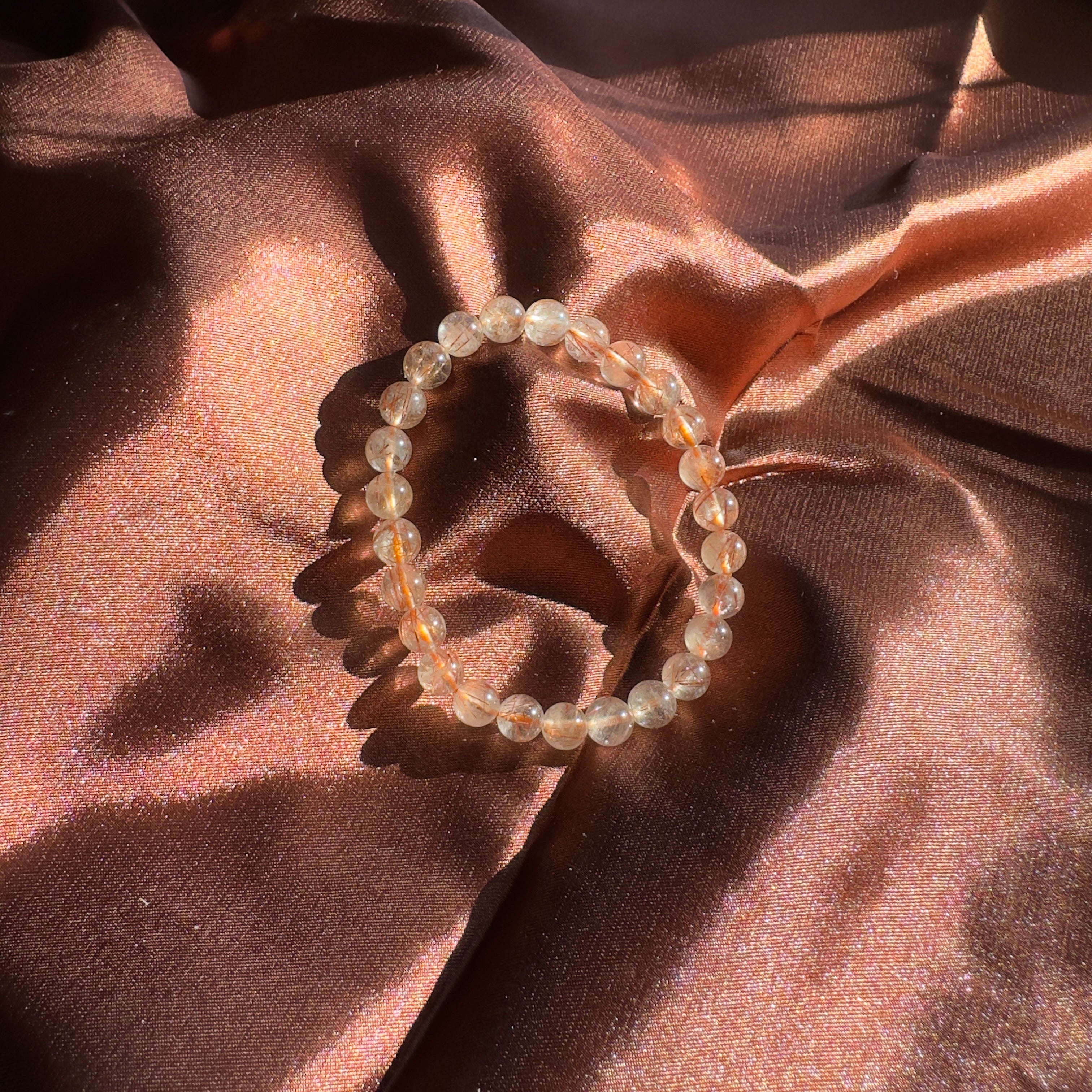 Copper Rutilated Quartz Beaded Bracelet 7MM ★WYSIWYG★
