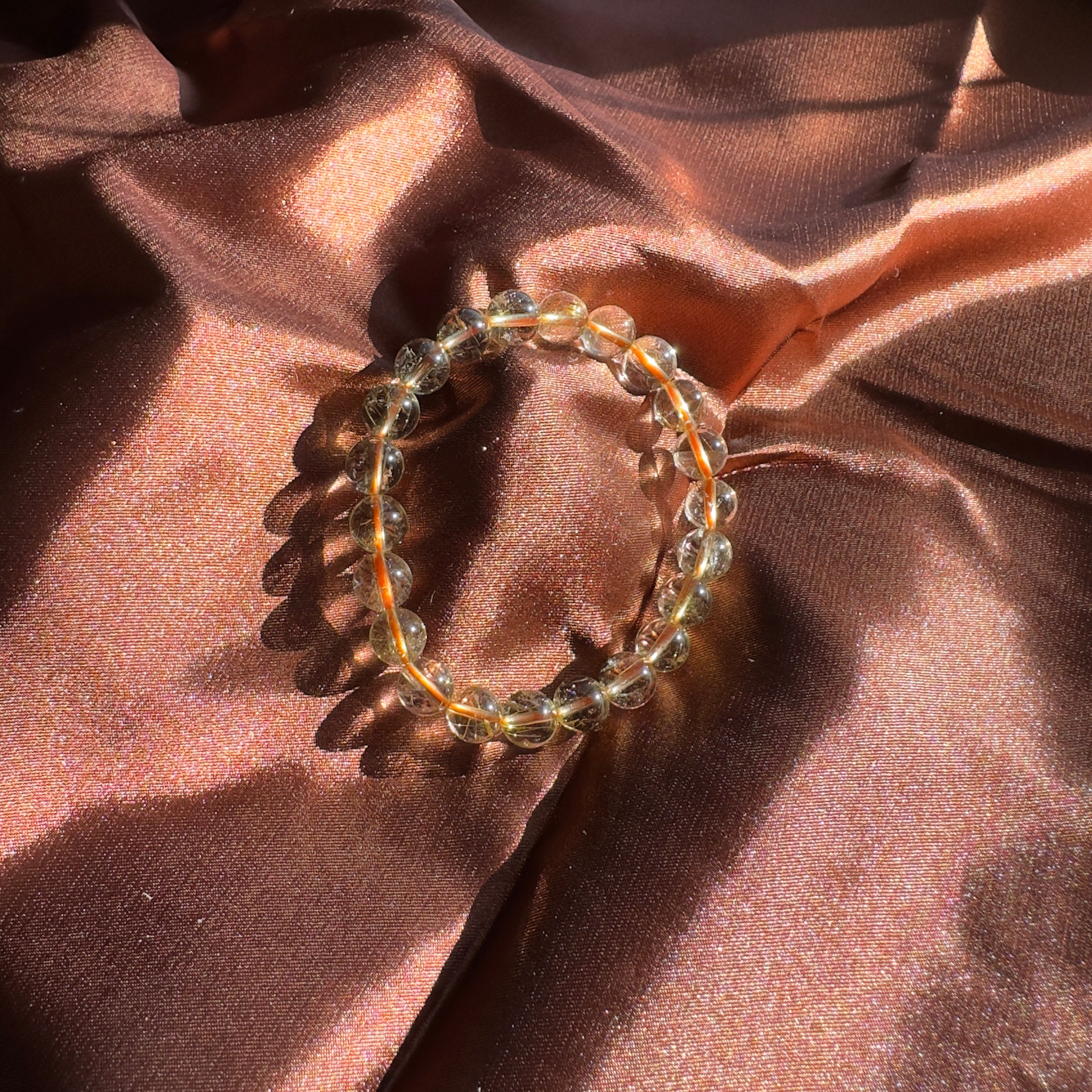 Golden Rutilated Quartz (Clear) Beaded Bracelet 8MM ★Special★