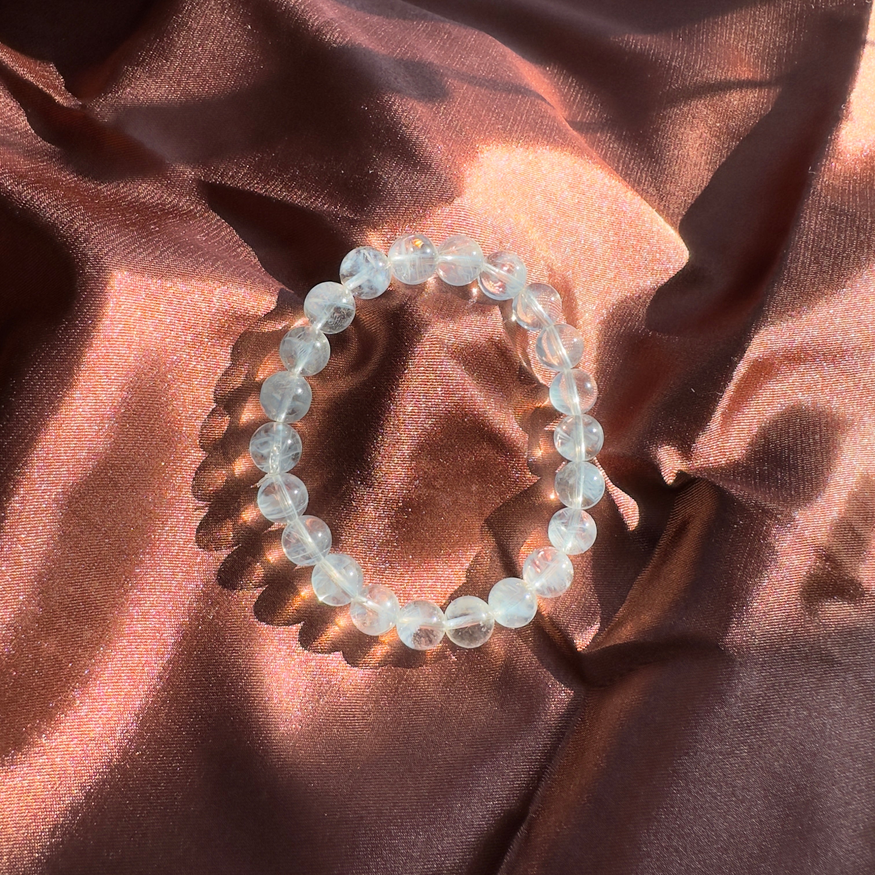 Clear Quartz (Blue Needle) Beaded Bracelet 8MM ★WYSIWYG★