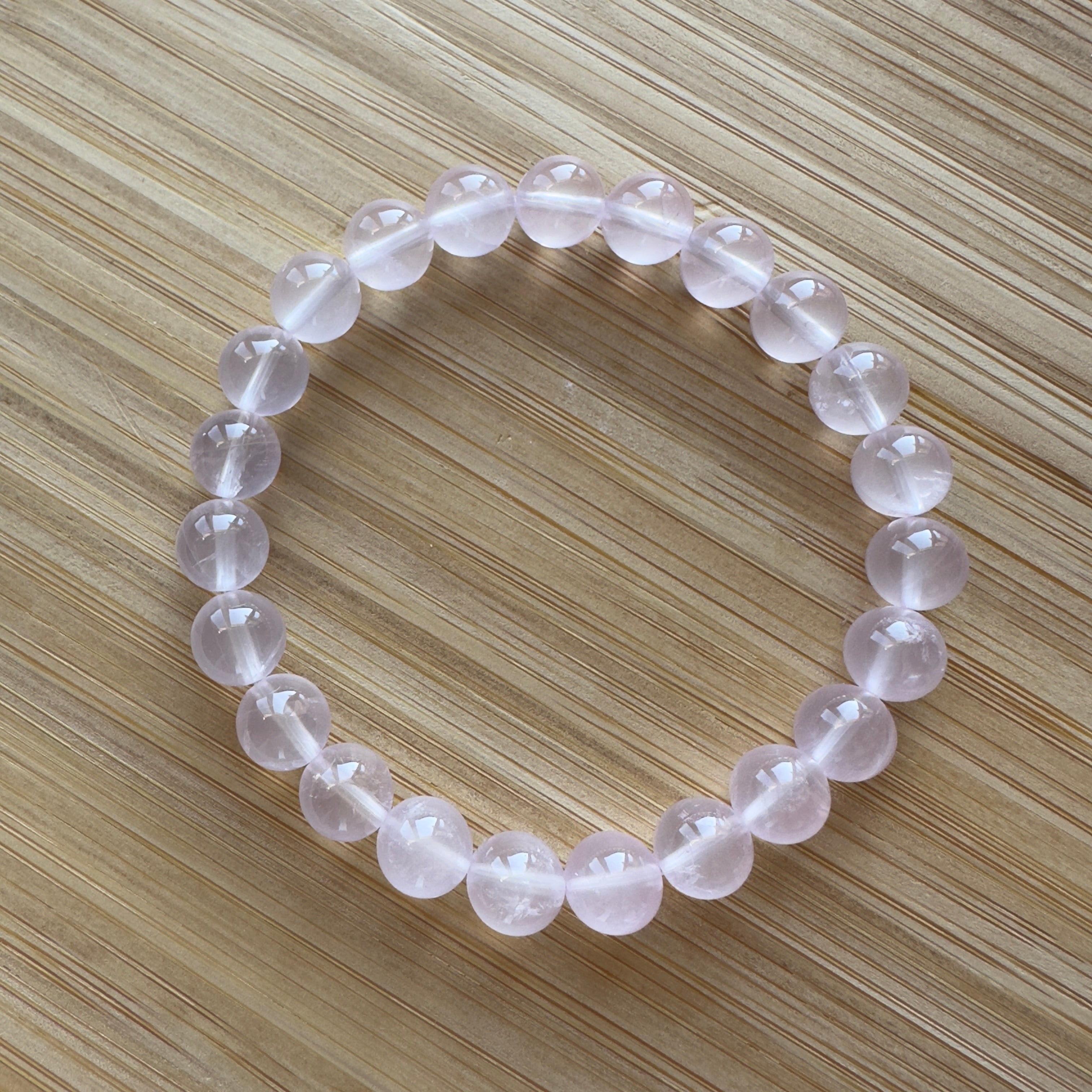 Mozambique Rose Quartz (Star Light) Beaded Bracelet 8.5MM ★WYSIWYG★