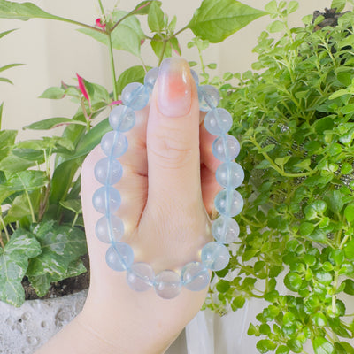 Aquamarine Beaded Bracelet 10MM ★WYSIWYG★ [Serenity]