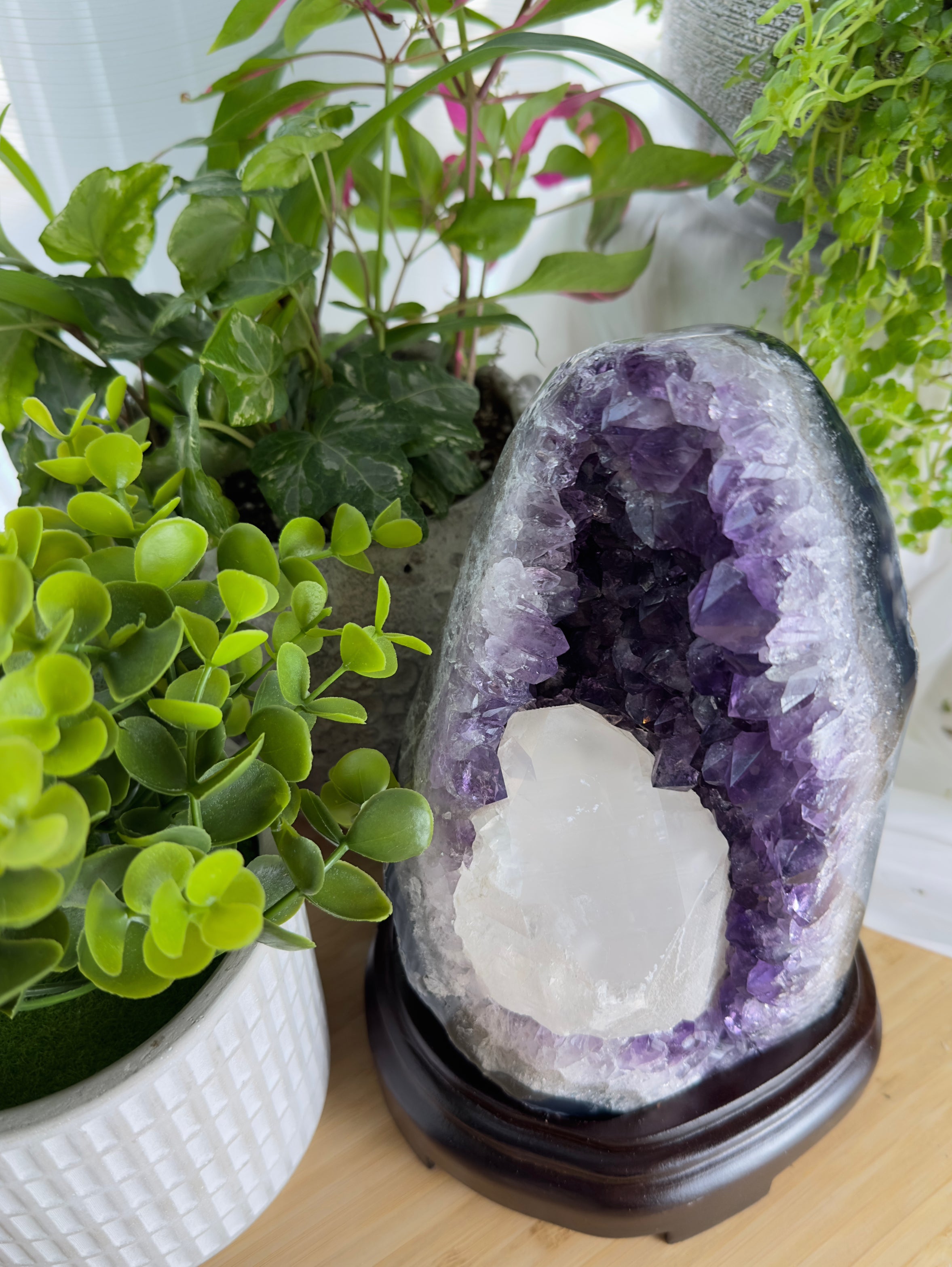 Amethyst Geode Cluster (With Calcite) Large Stand Up (Stands Included) ★WYSIWYG★