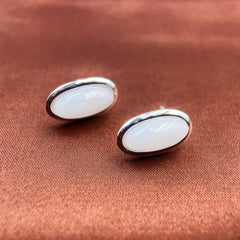 S925 White Chalcedony Earrings